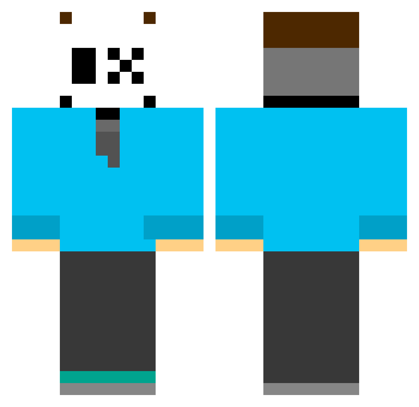Tobi_zip Minecraft skin, front and back view