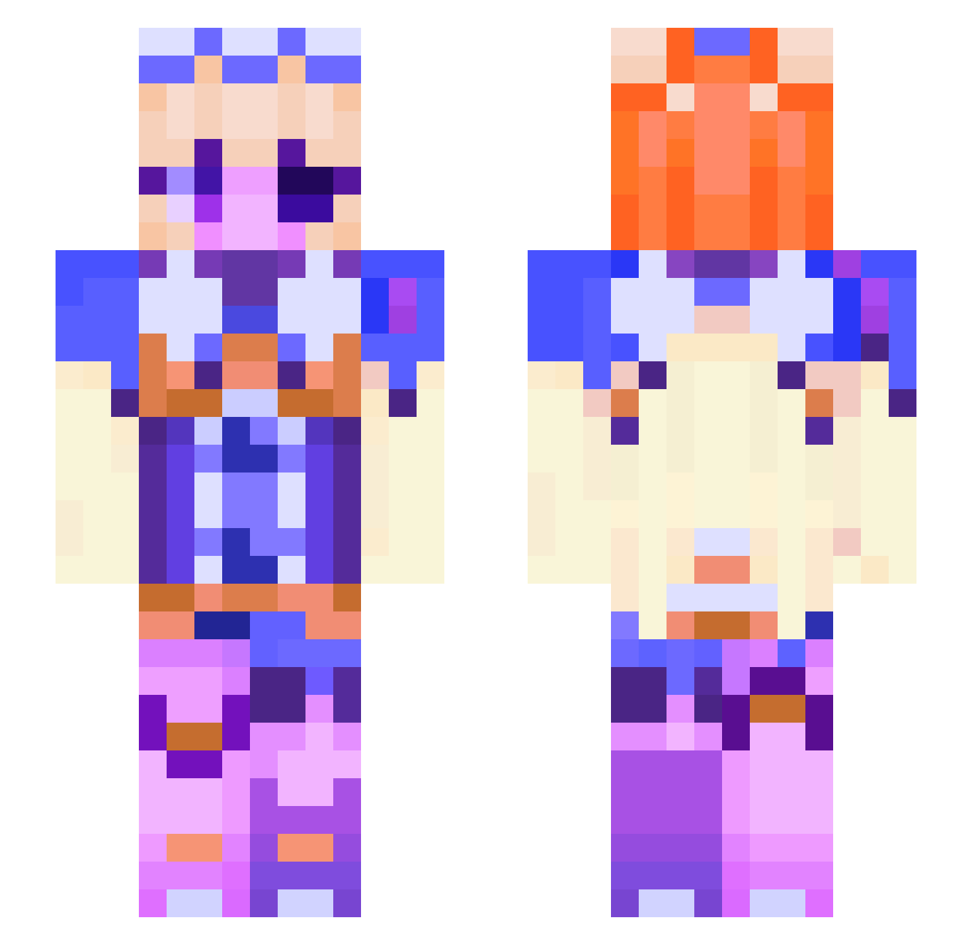 Noyayau Minecraft skin, front and back view
