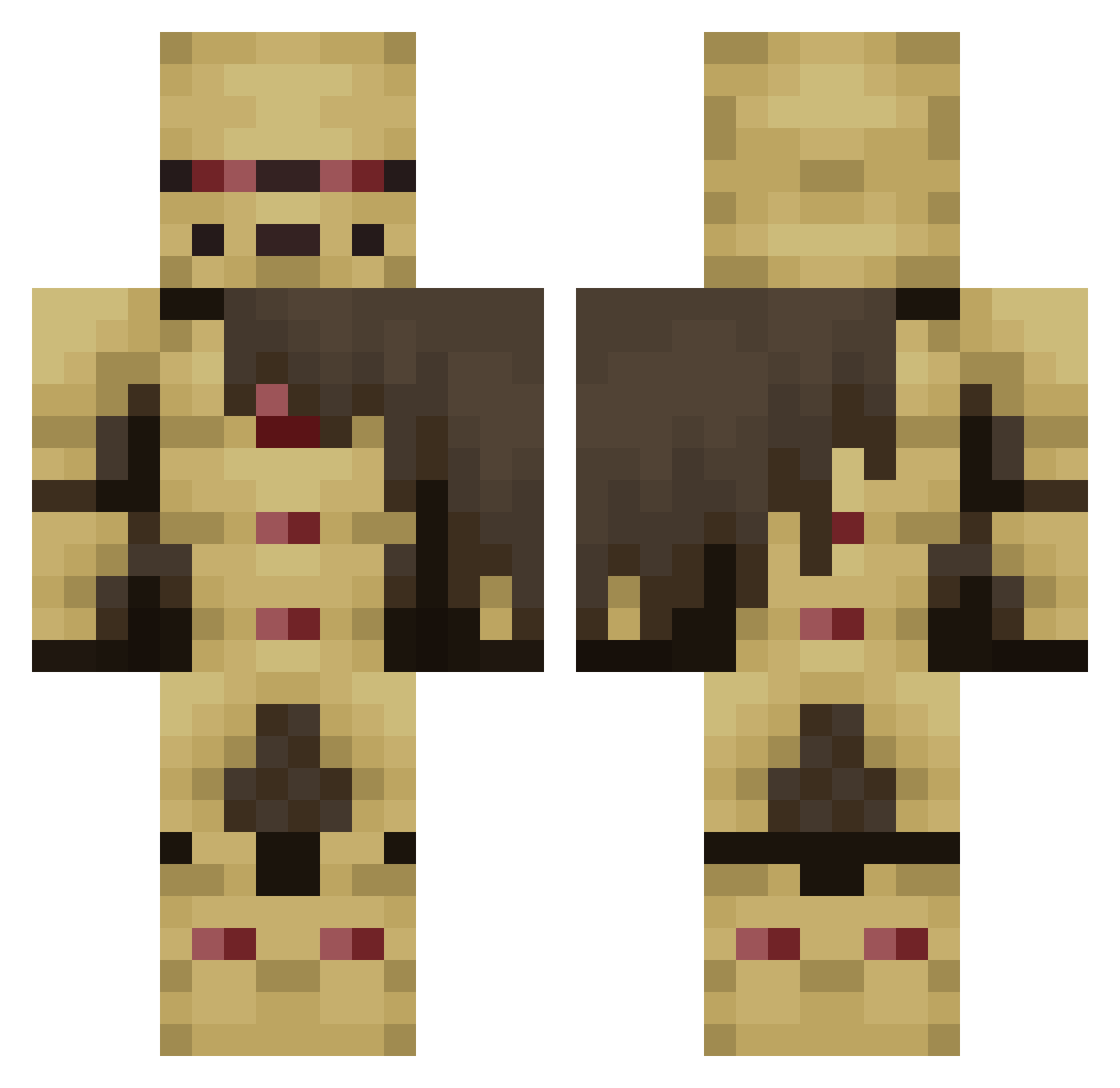 TarnishedOnyx Minecraft skin, front and back view