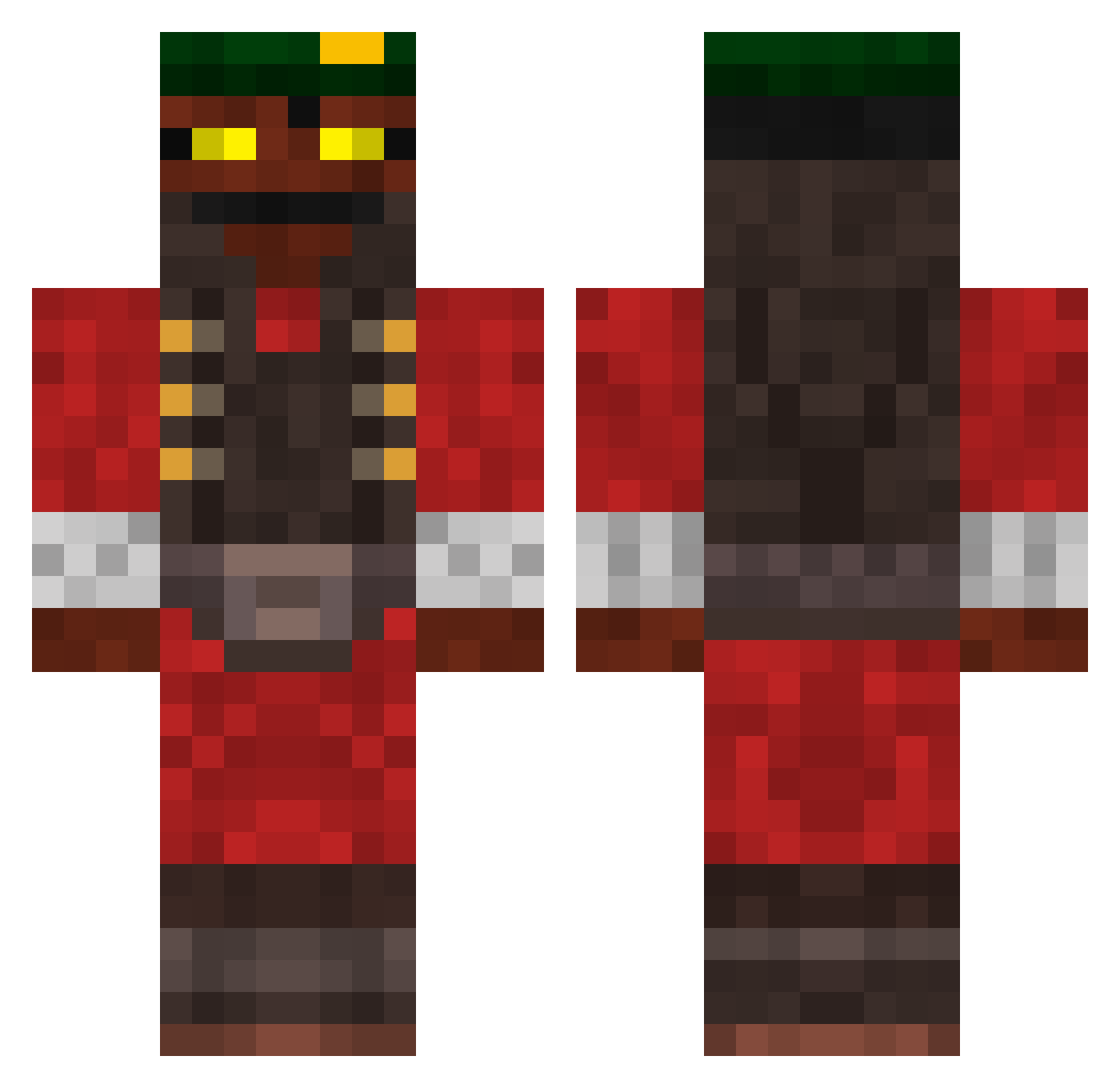 killerchaos Minecraft skin, front and back view