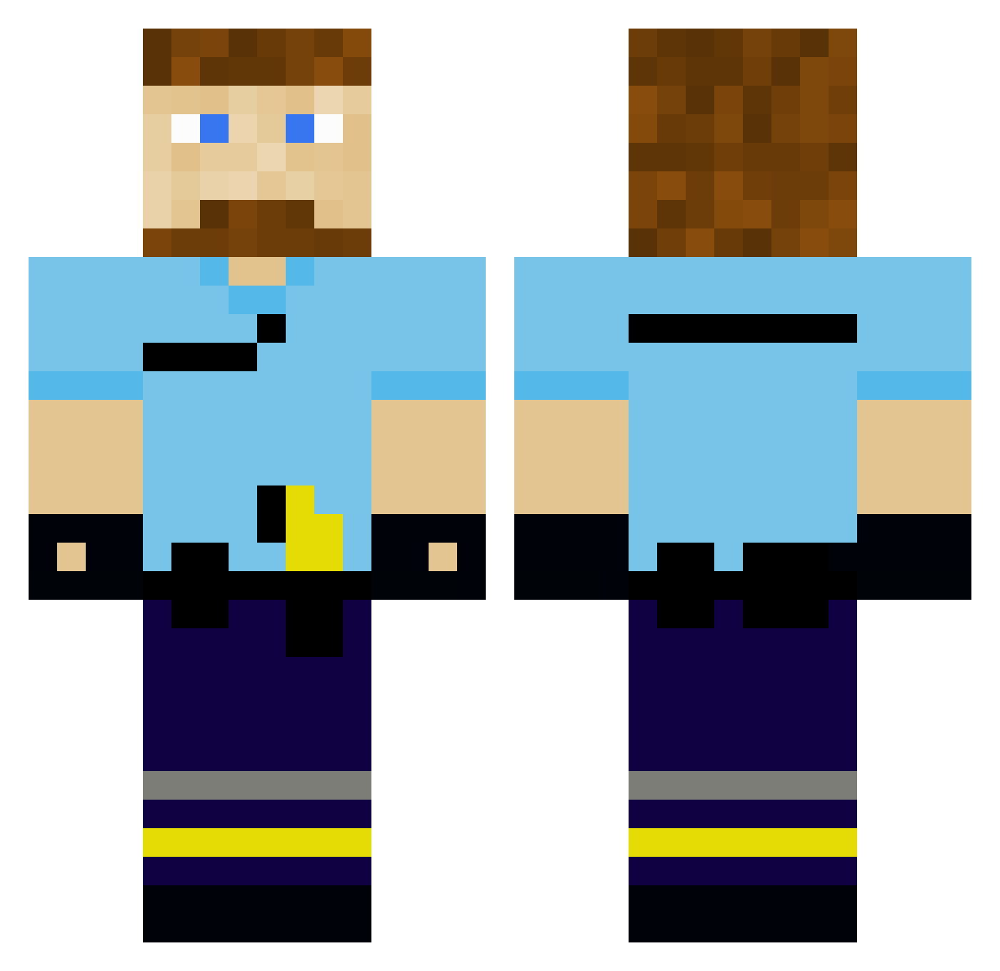 Thornuss Minecraft skin, front and back view