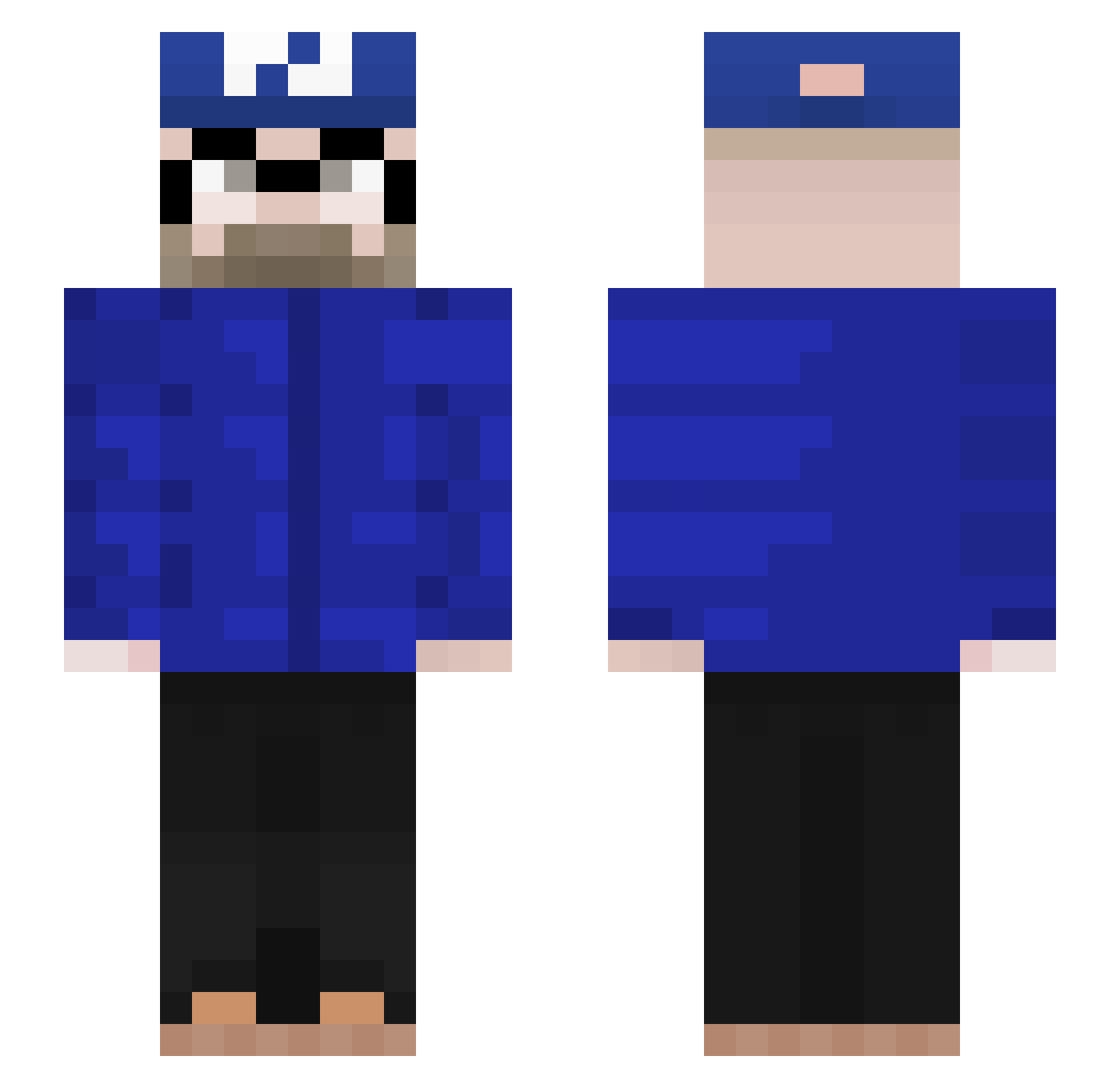 minimiMois Minecraft skin, front and back view