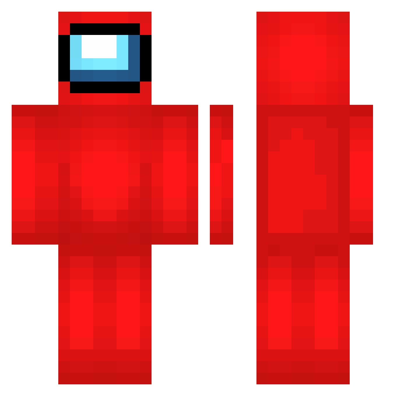 hehefest Minecraft skin, front and back view
