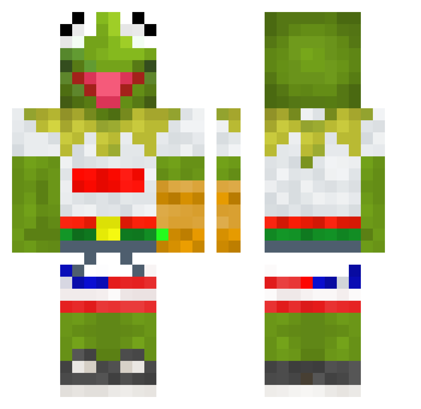 FoolishGrackle Minecraft skin, front and back view