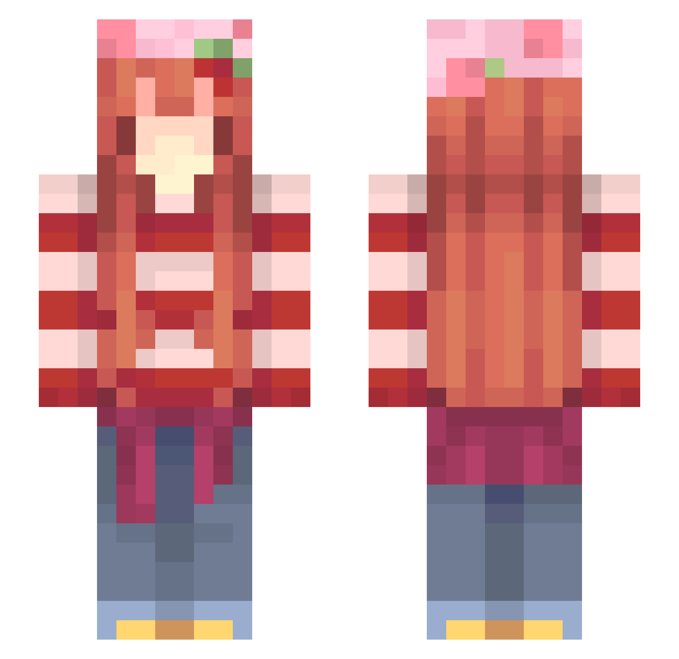 p1xelheart Minecraft skin, front and back view