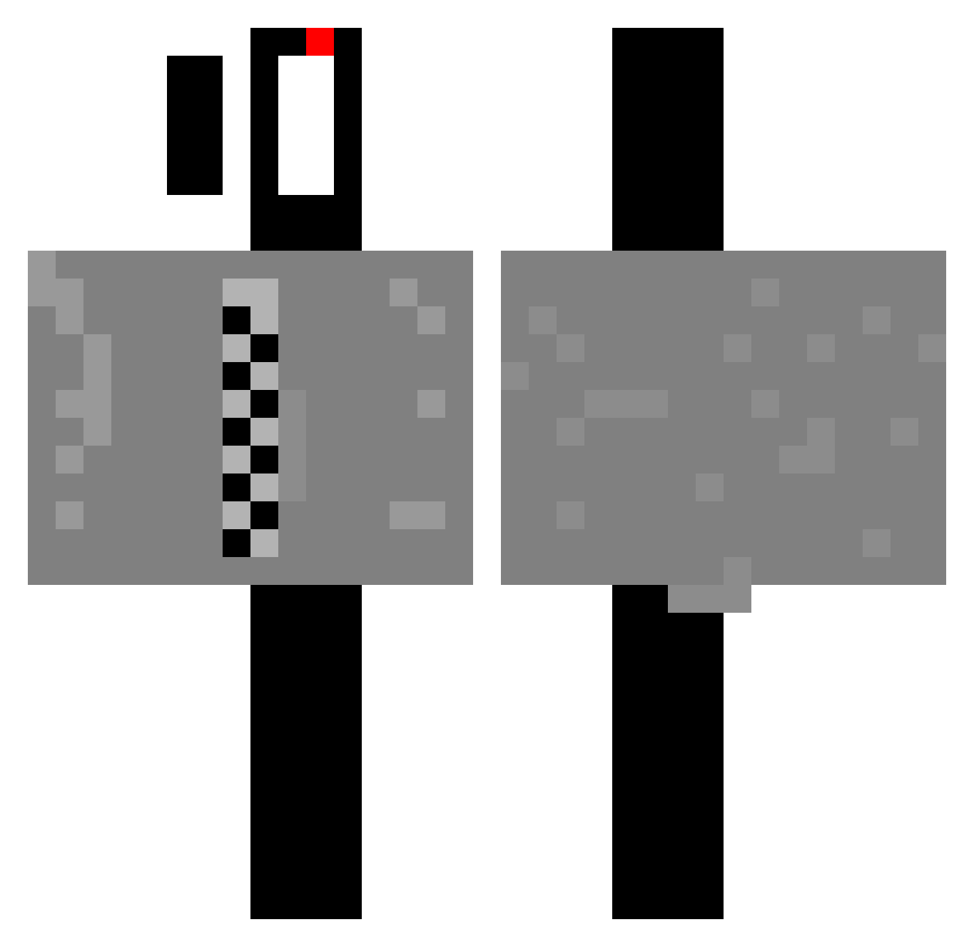 Uroock Minecraft skin, front and back view