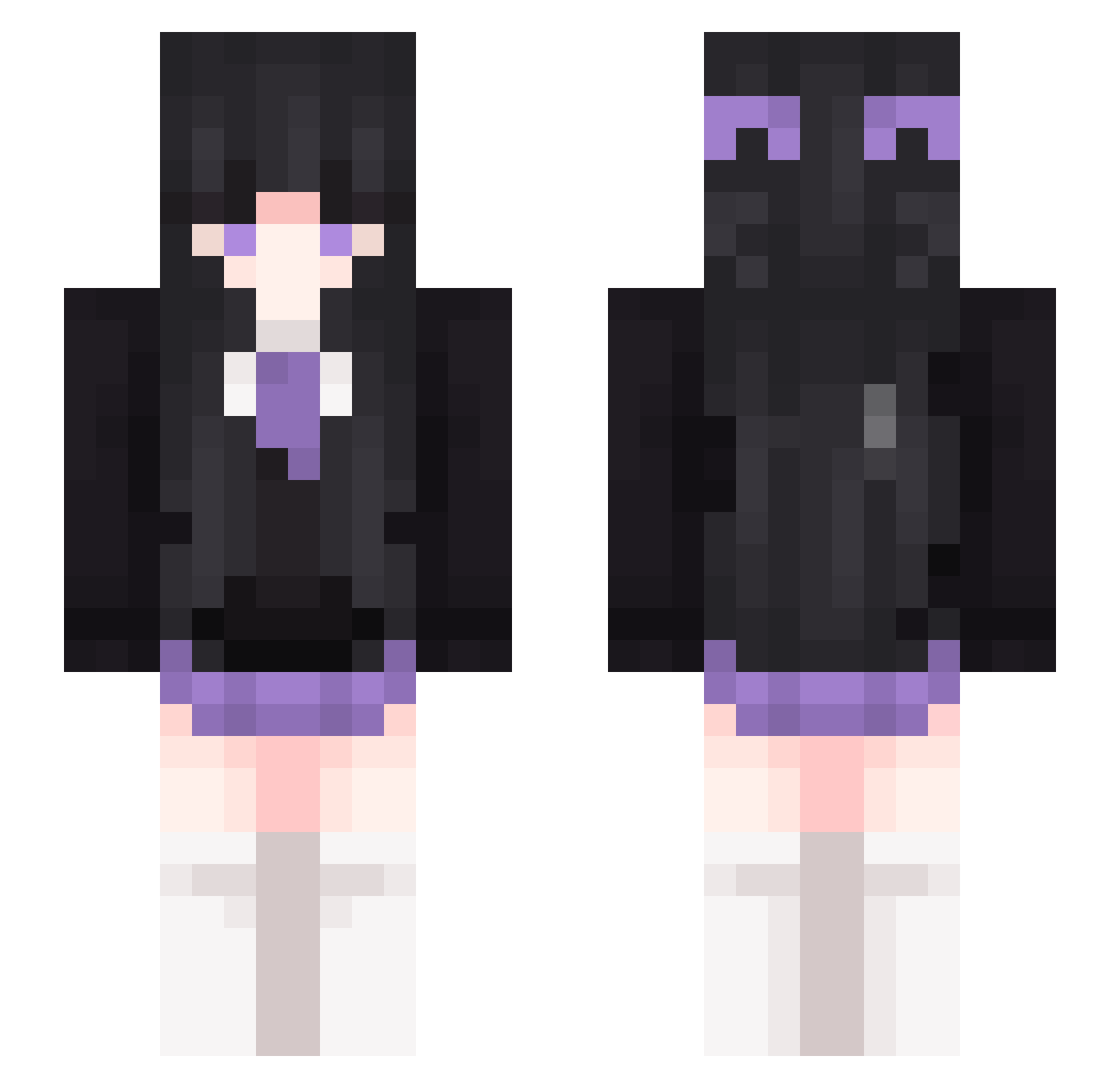 xZyria_ Minecraft skin, front and back view