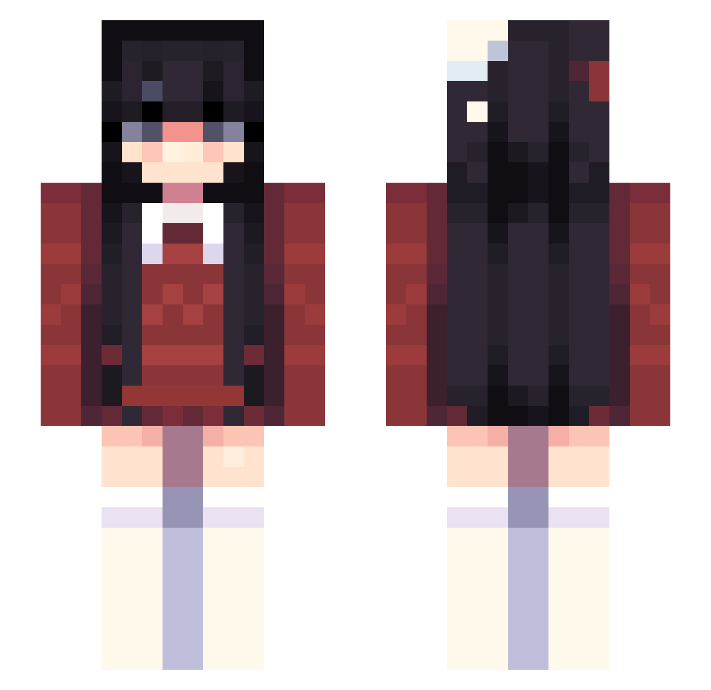 madiush Minecraft skin, front and back view
