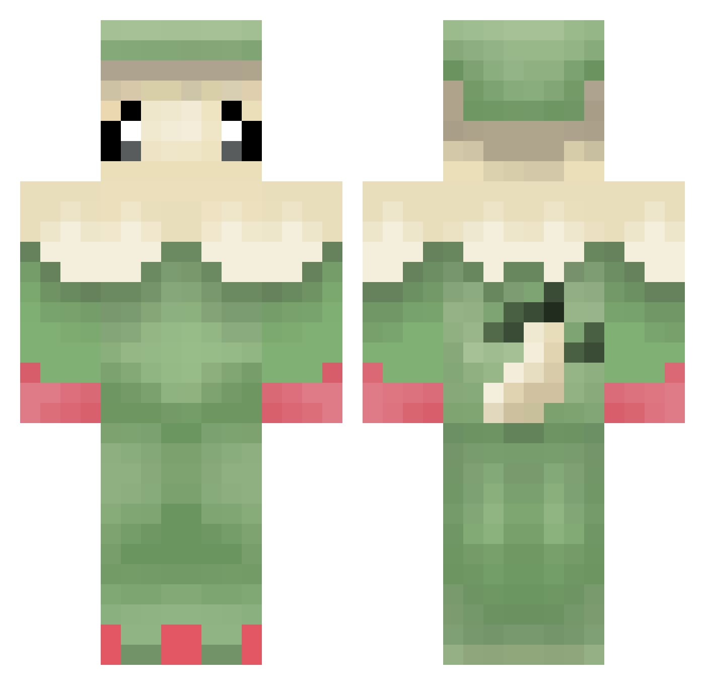 unjustifiable Minecraft skin, front and back view