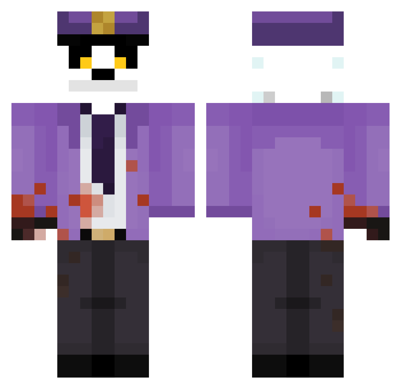Batmatlu Minecraft skin, front and back view