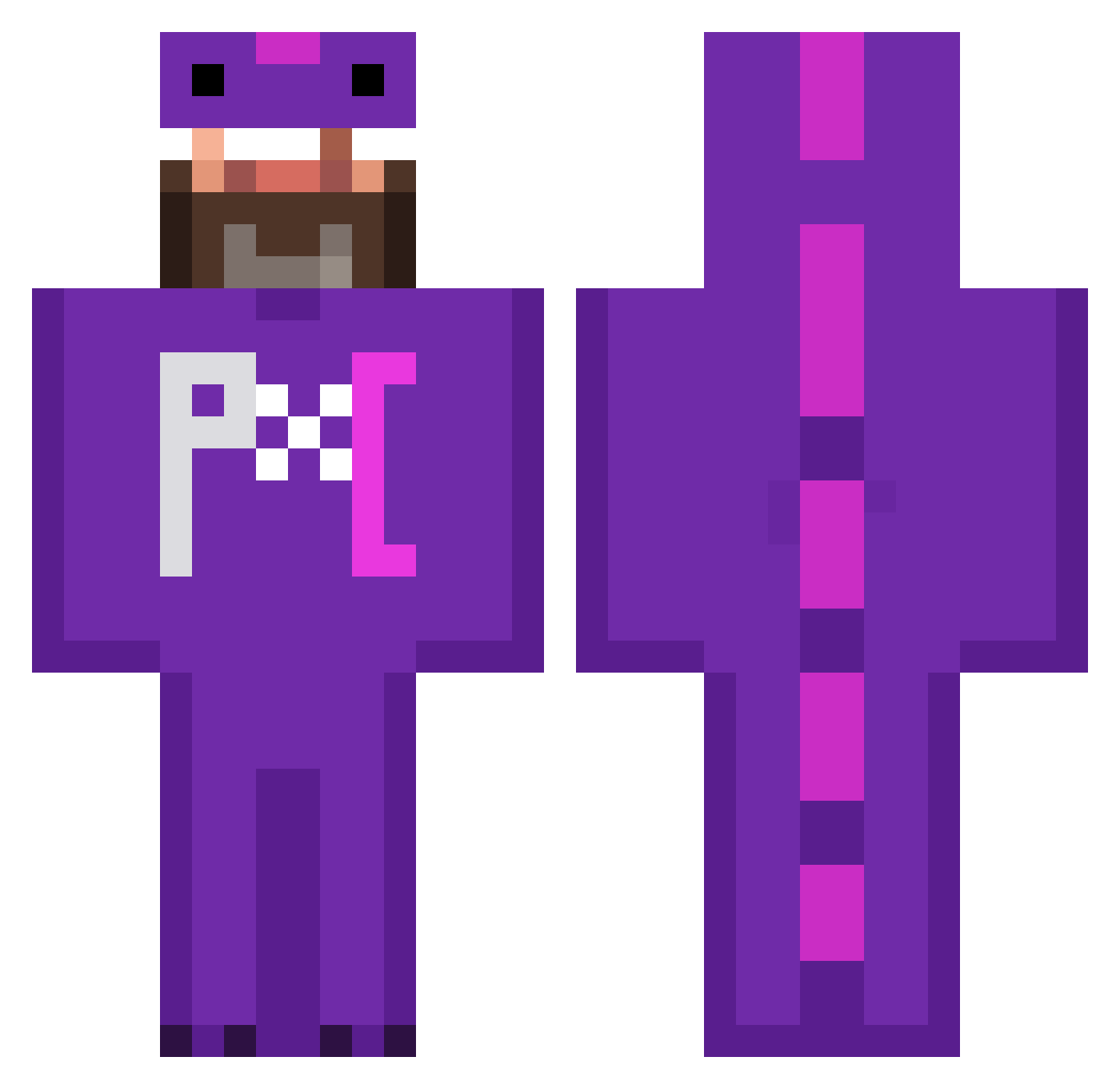 PAPAxCRAFTER Minecraft skin, front and back view