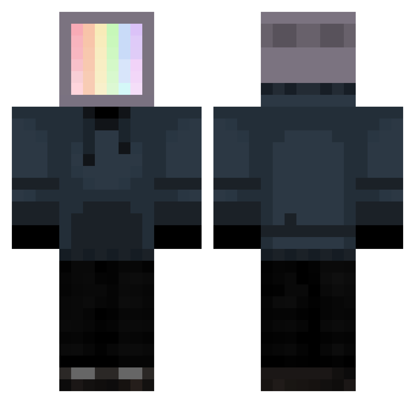 Stemless Minecraft skin, front and back view