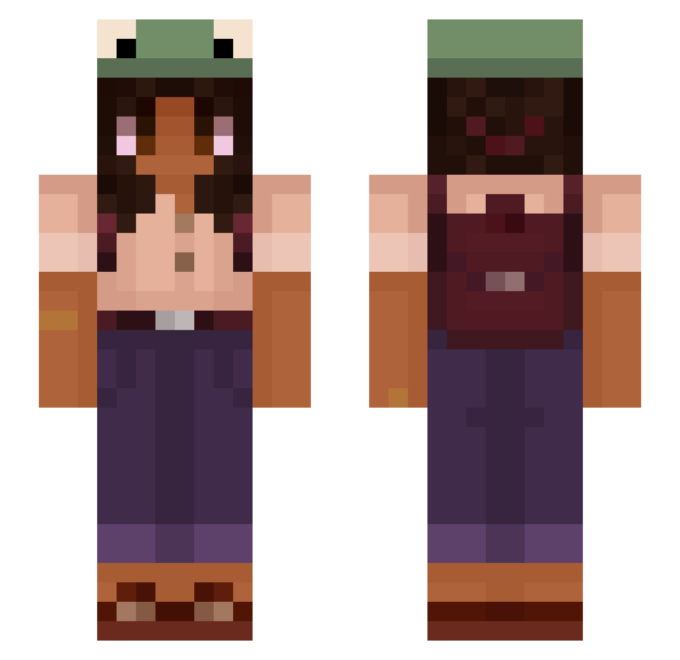 soaproot Minecraft skin, front and back view