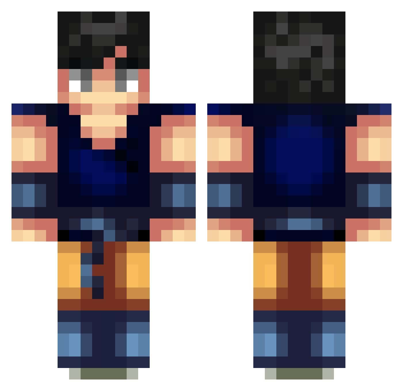 ZamaWhiTe Minecraft skin, front and back view