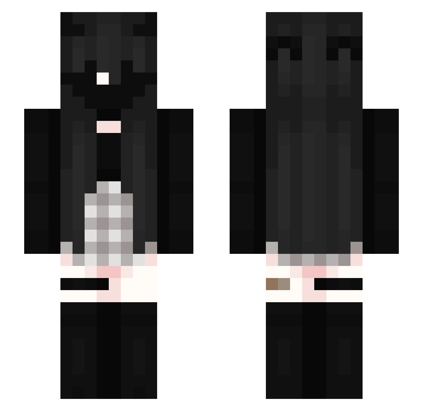 Zoofjincx Minecraft skin, front and back view