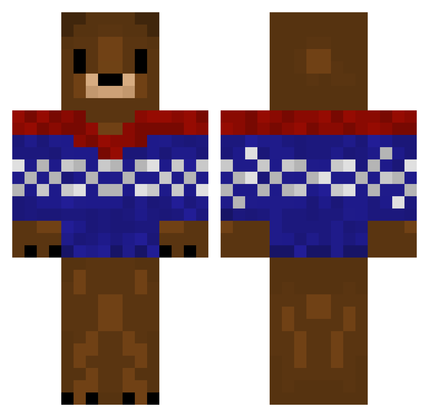 xandeir Minecraft skin, front and back view