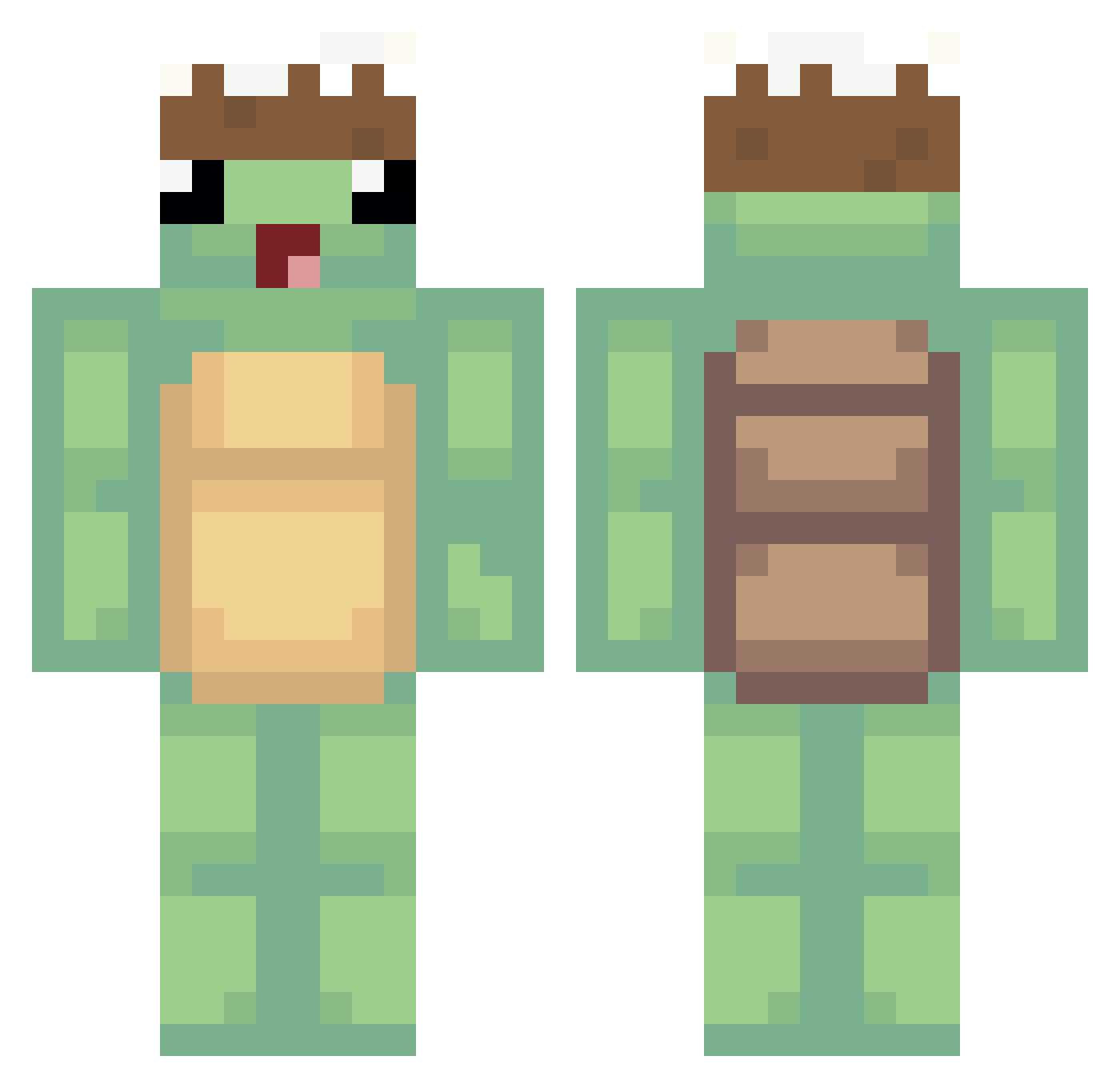 SlouchyPotato Minecraft skin, front and back view