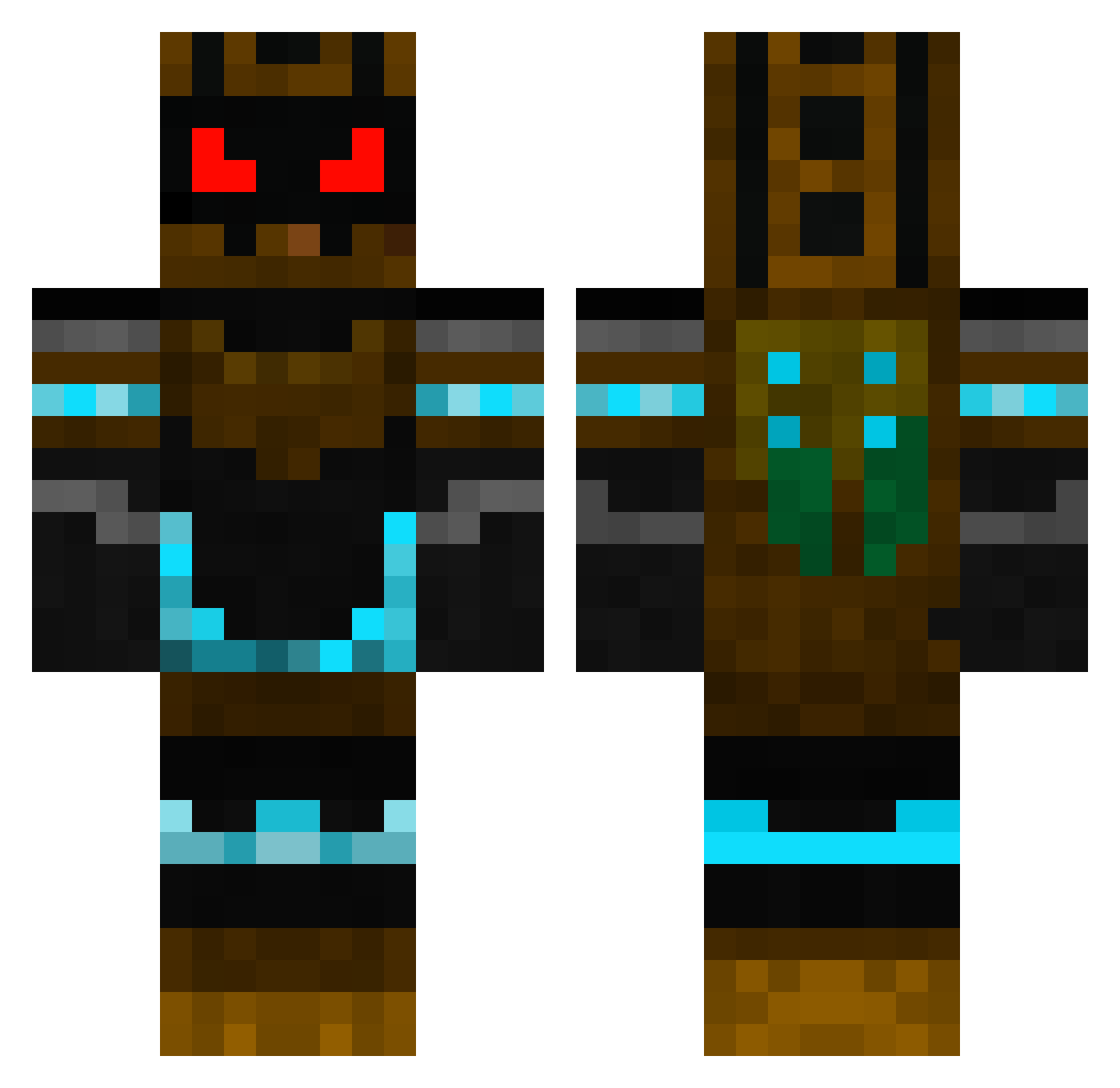 r4z3r0 Minecraft skin, front and back view
