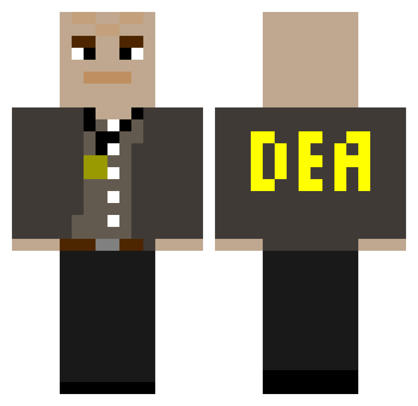 Asac_HankShrader Minecraft skin, front and back view