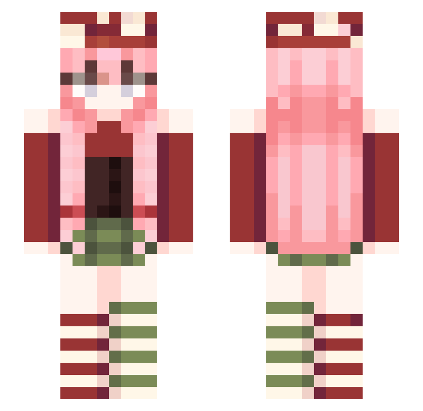 Tsuthefroggo Minecraft skin, front and back view