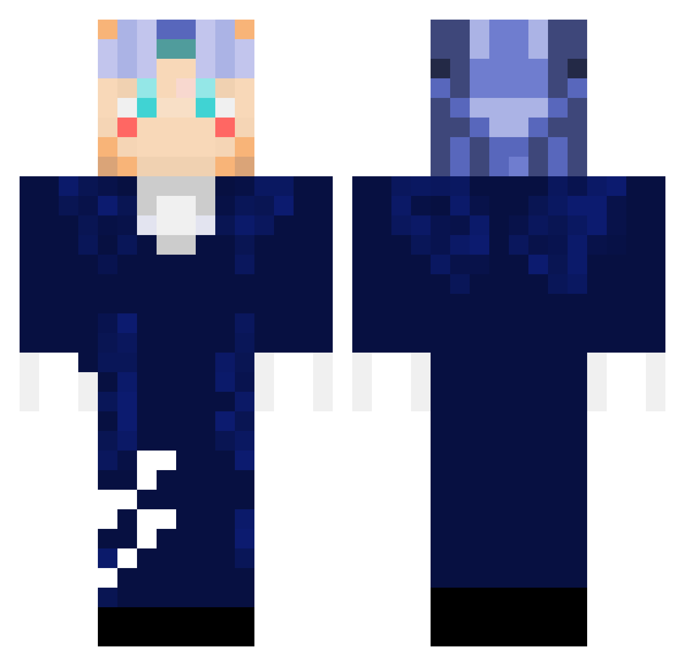 synechist Minecraft skin, front and back view