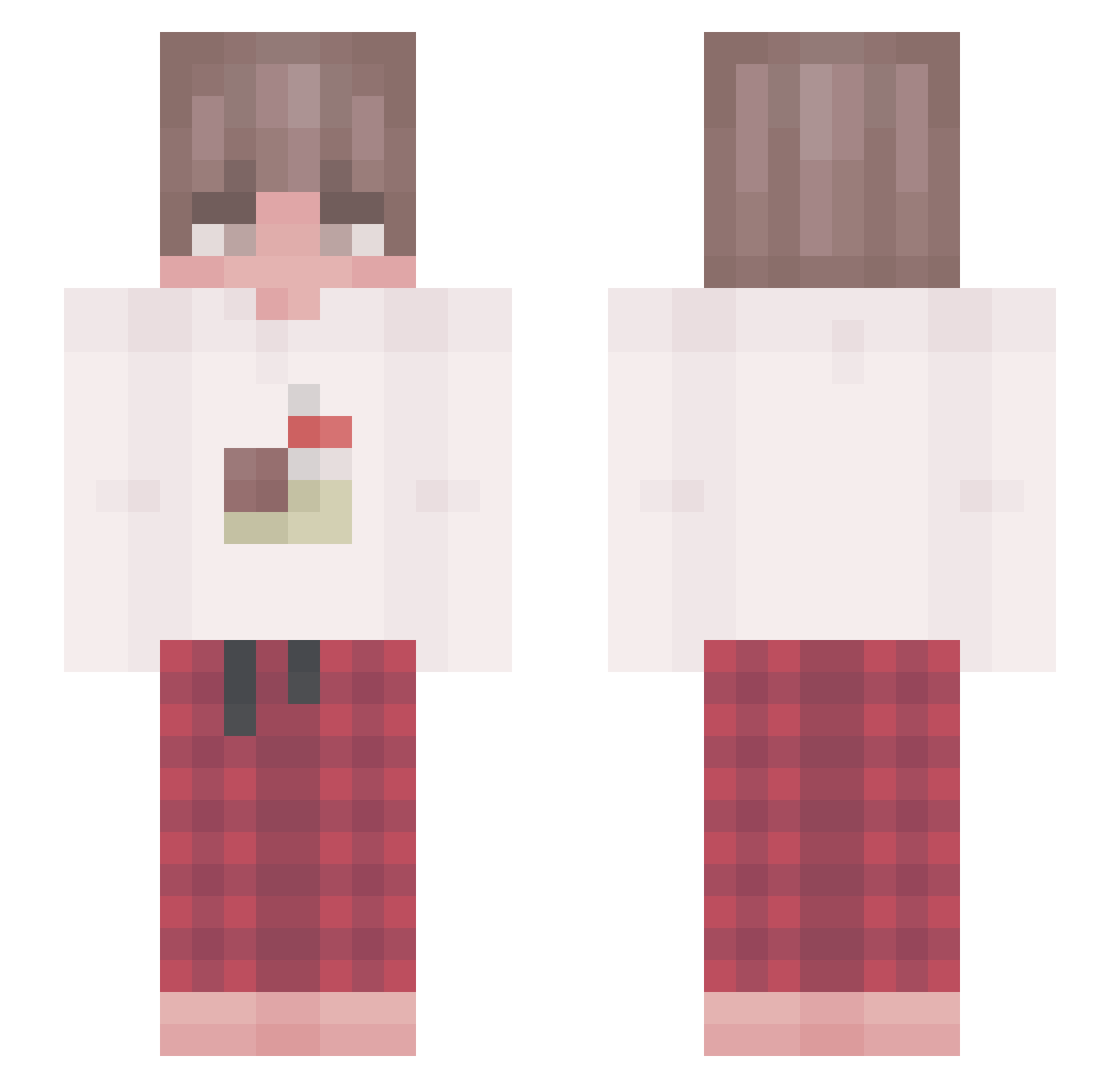 MasterManiac Minecraft skin, front and back view