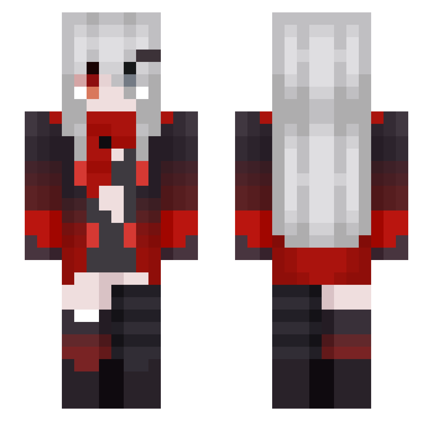Synergisa Minecraft skin, front and back view