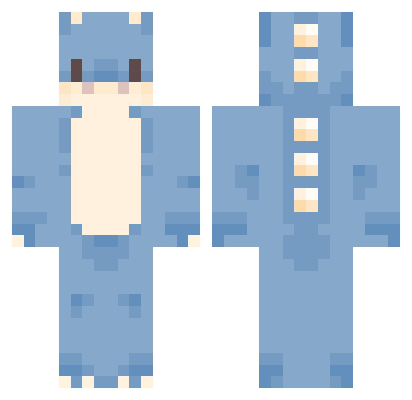 pokrr Minecraft skin, front and back view