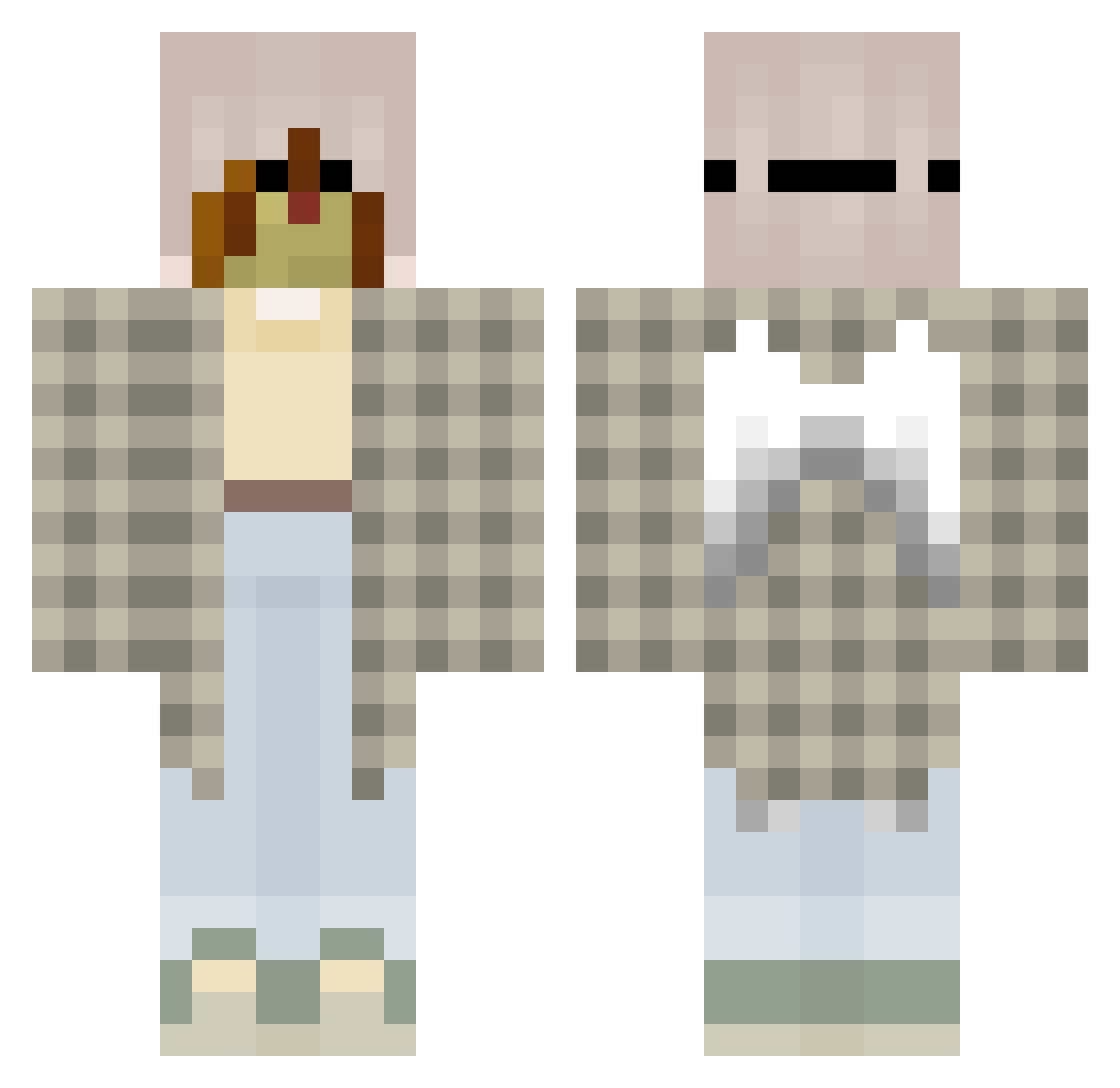 Yutix Minecraft skin, front and back view
