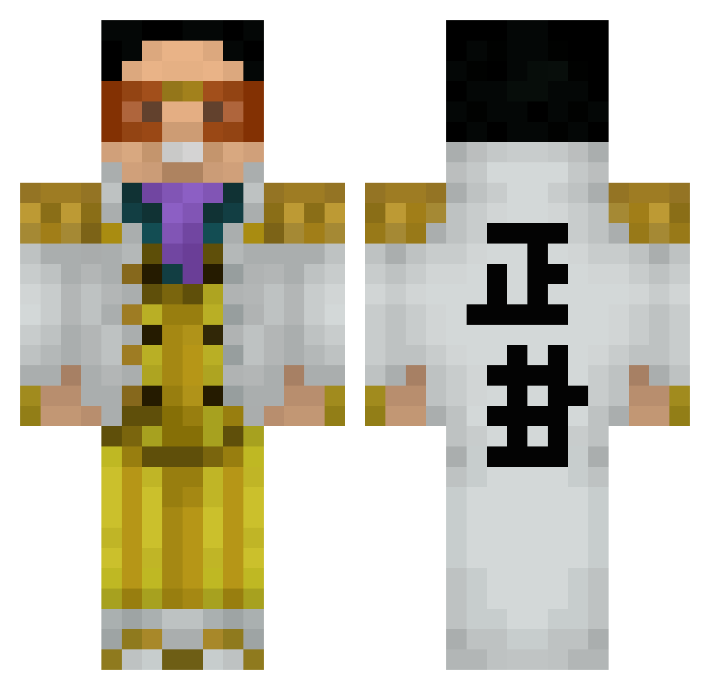 Yagger Minecraft skin, front and back view