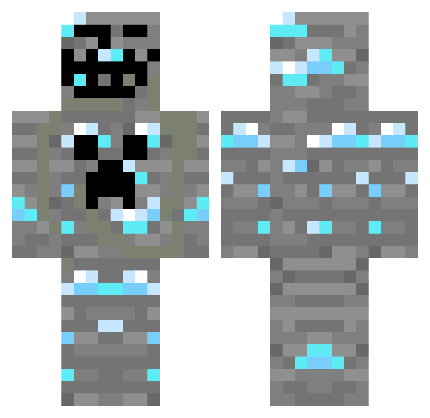 Disintegration Minecraft skin, front and back view