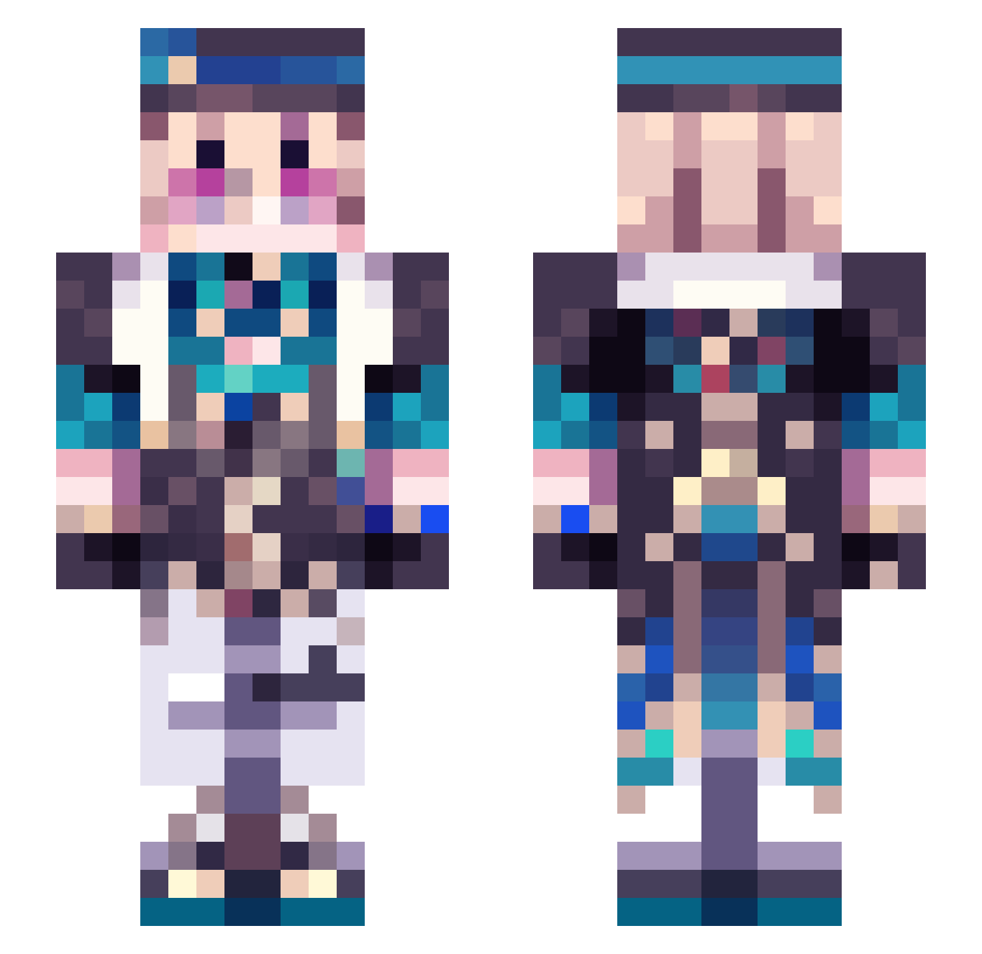MissParrots Minecraft skin, front and back view