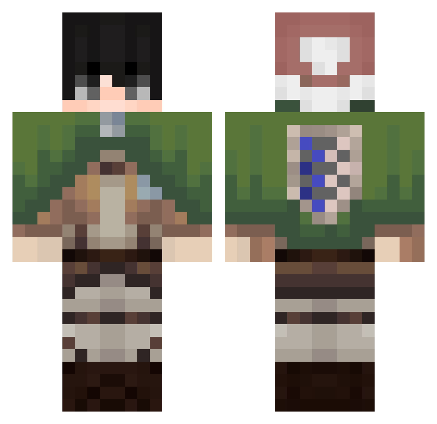 BetaMuzi Minecraft skin, front and back view
