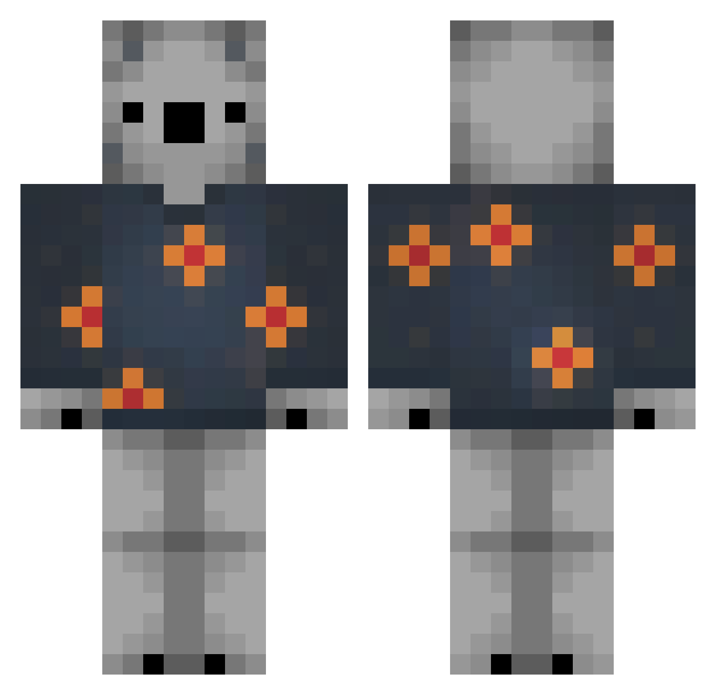 rickmx Minecraft skin, front and back view