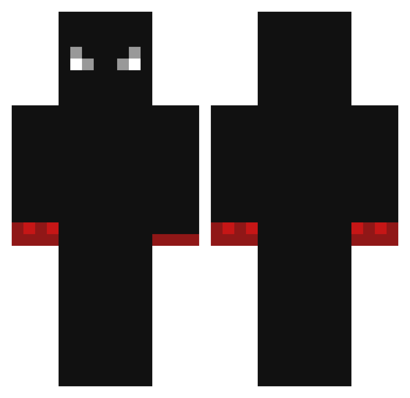 Snitching Minecraft skin, front and back view