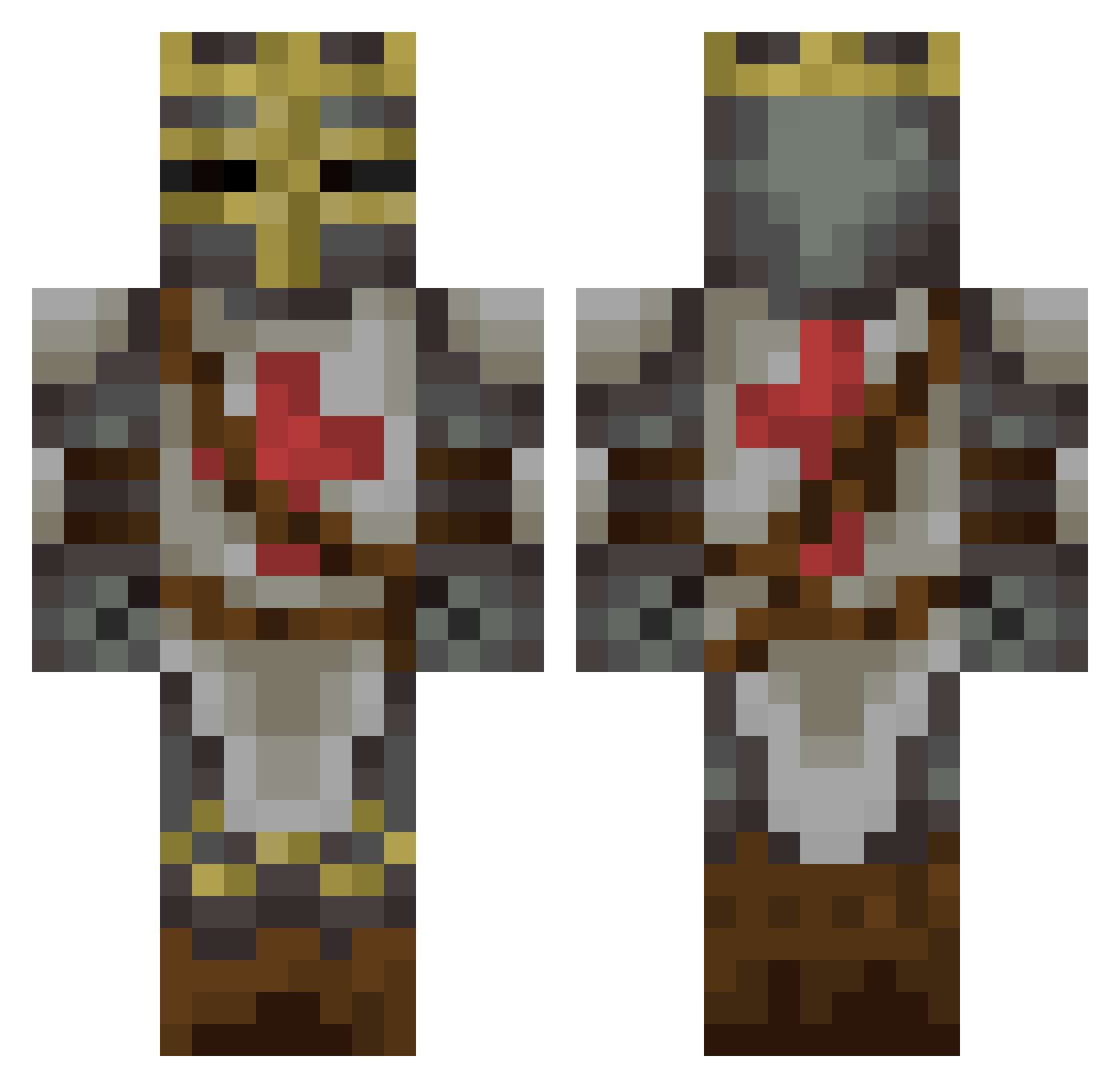 TheKingFunk Minecraft skin, front and back view