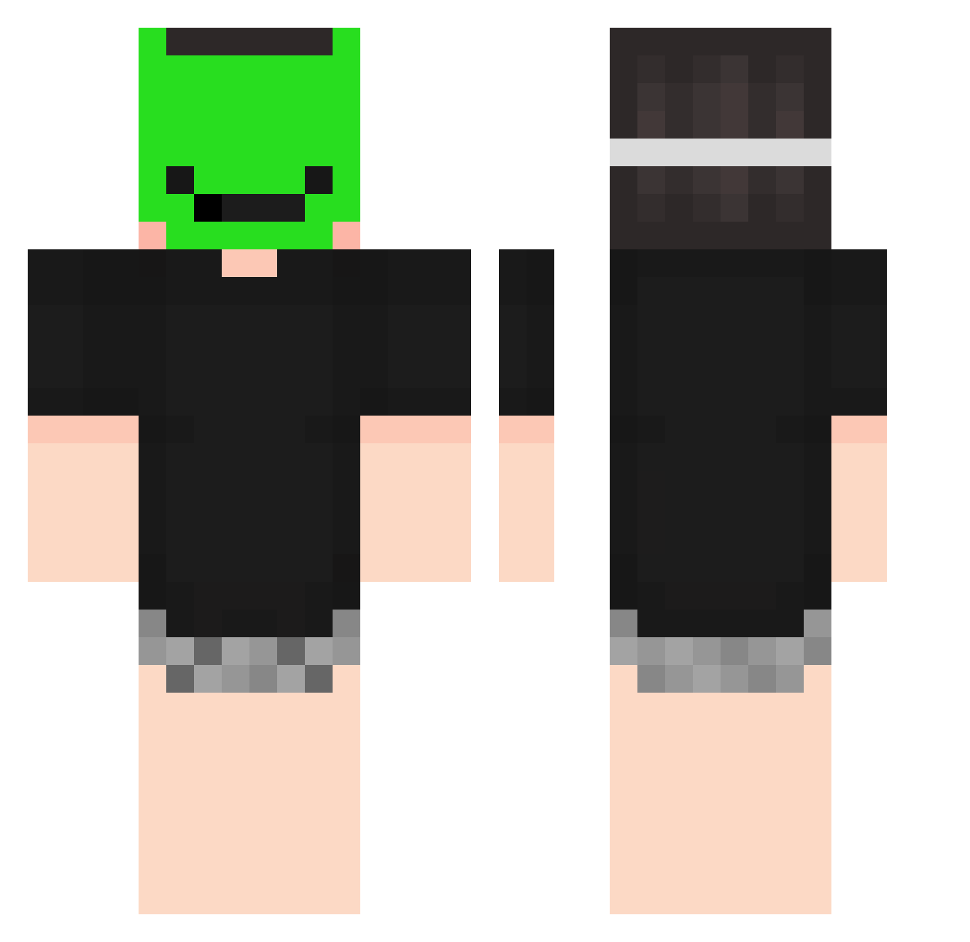 ChubeCutChan Minecraft skin, front and back view