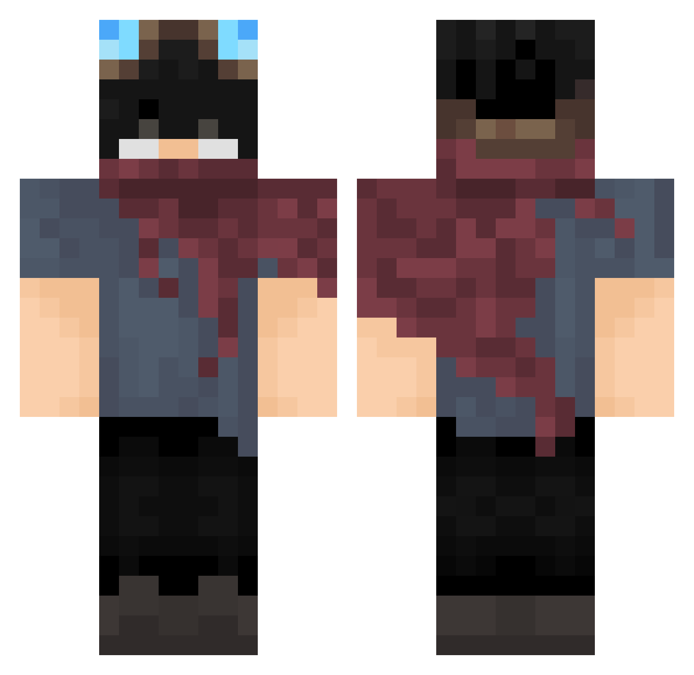 KodeKitt Minecraft skin, front and back view