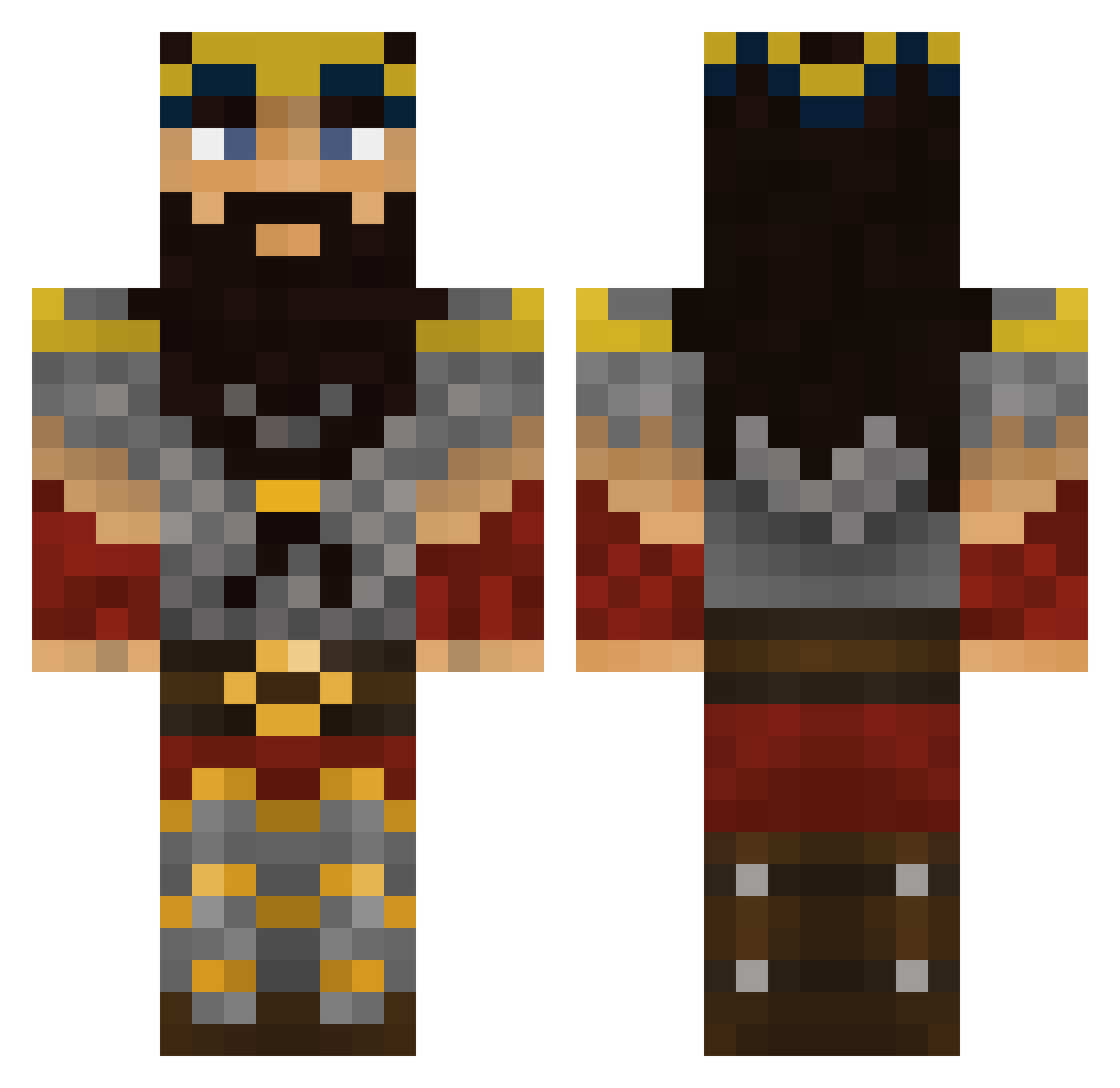 UnderMountain Minecraft skin, front and back view