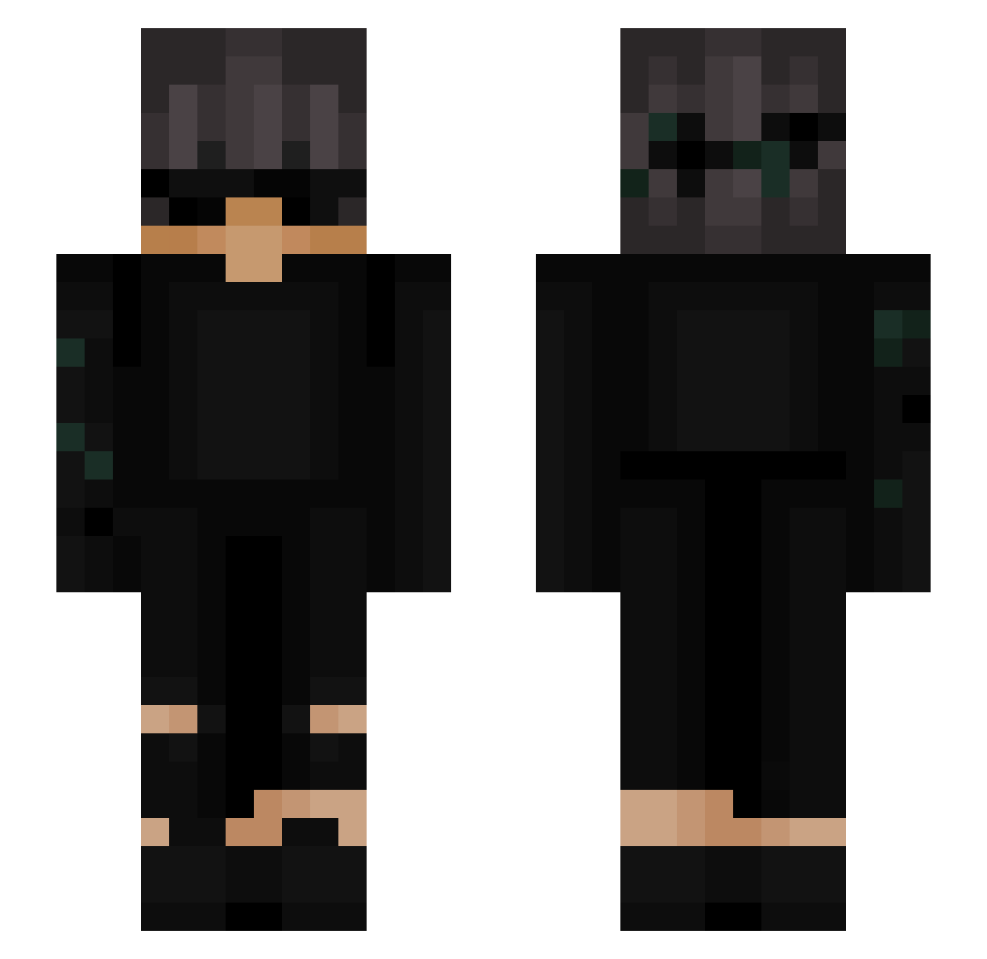 zhalynque Minecraft skin, front and back view