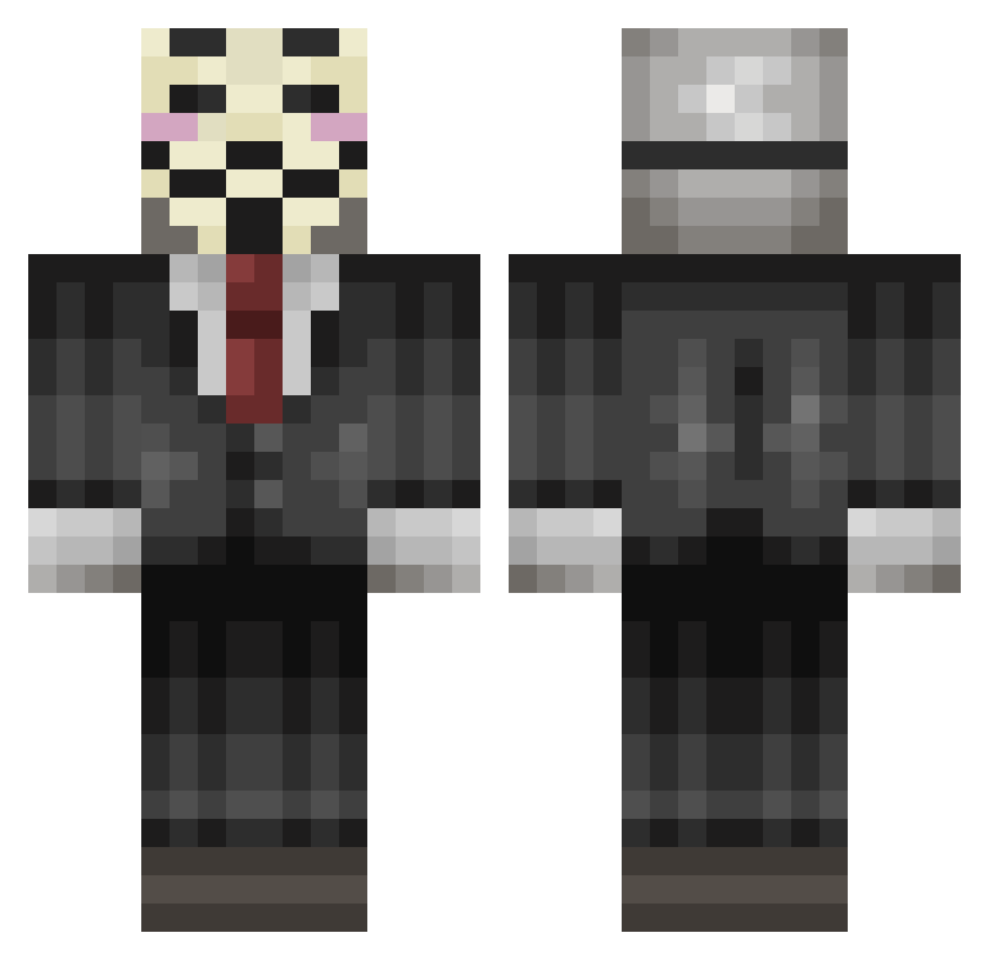 Aluminium Minecraft skin, front and back view