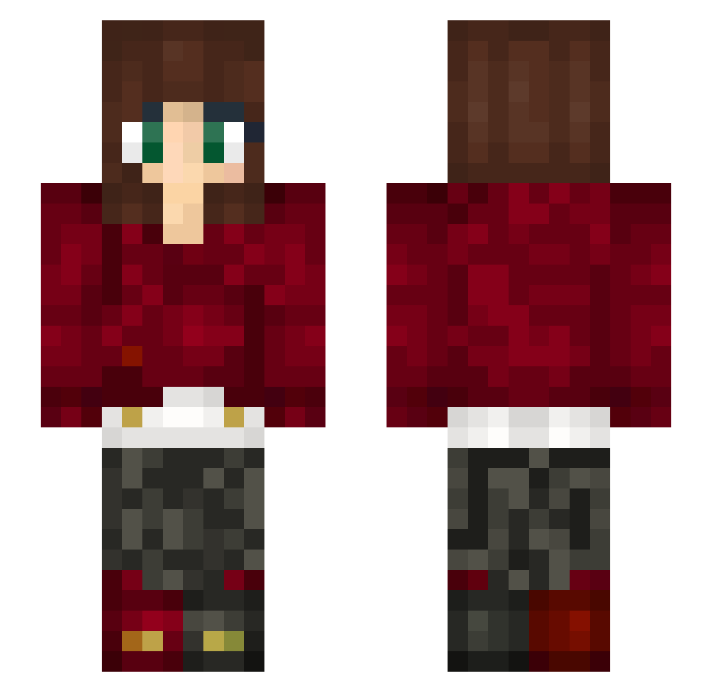SuperSammyT Minecraft skin, front and back view