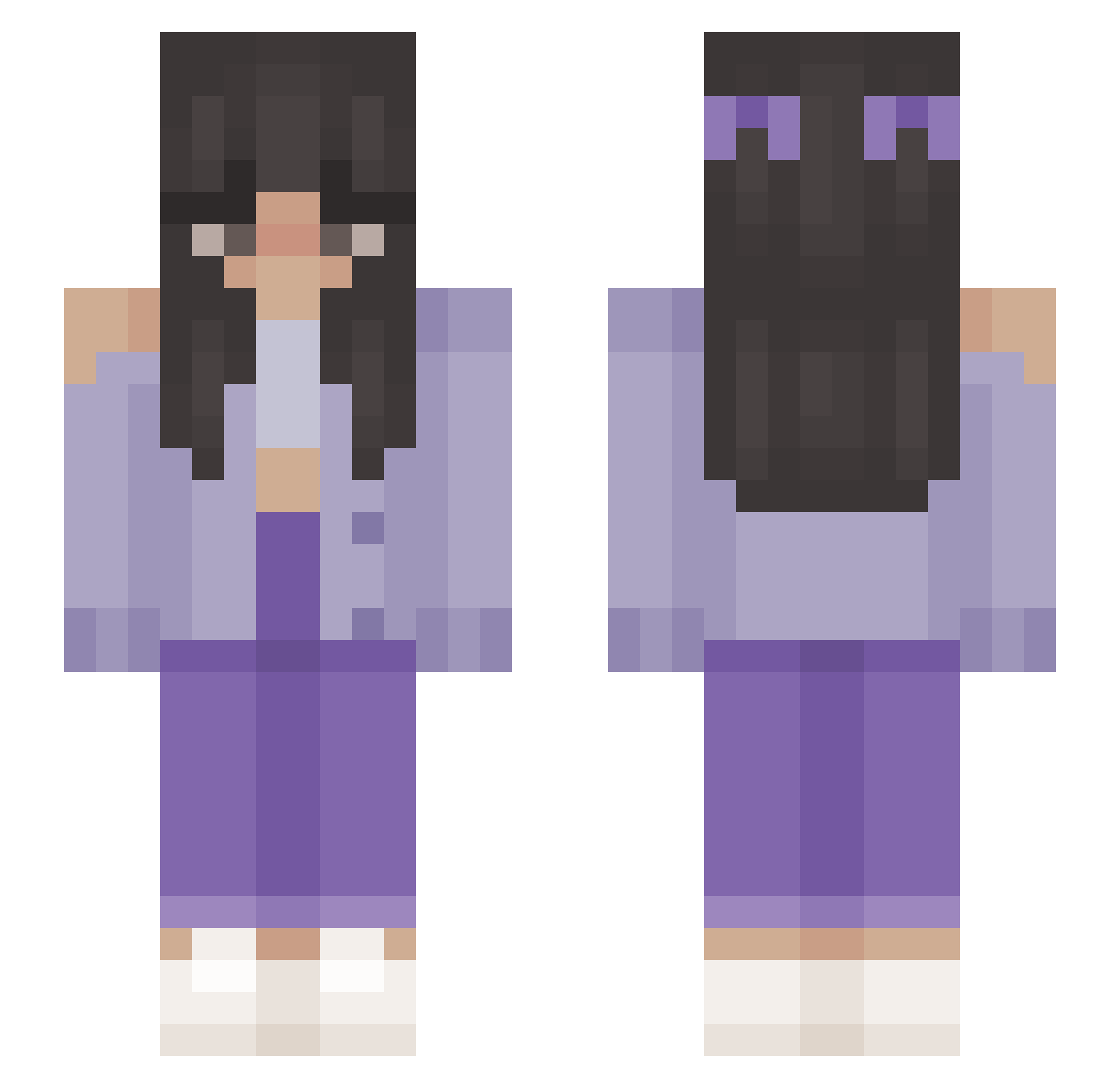 Psych0ticAngel Minecraft skin, front and back view