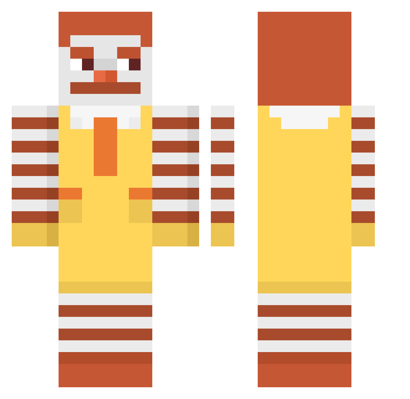 vestey Minecraft skin, front and back view