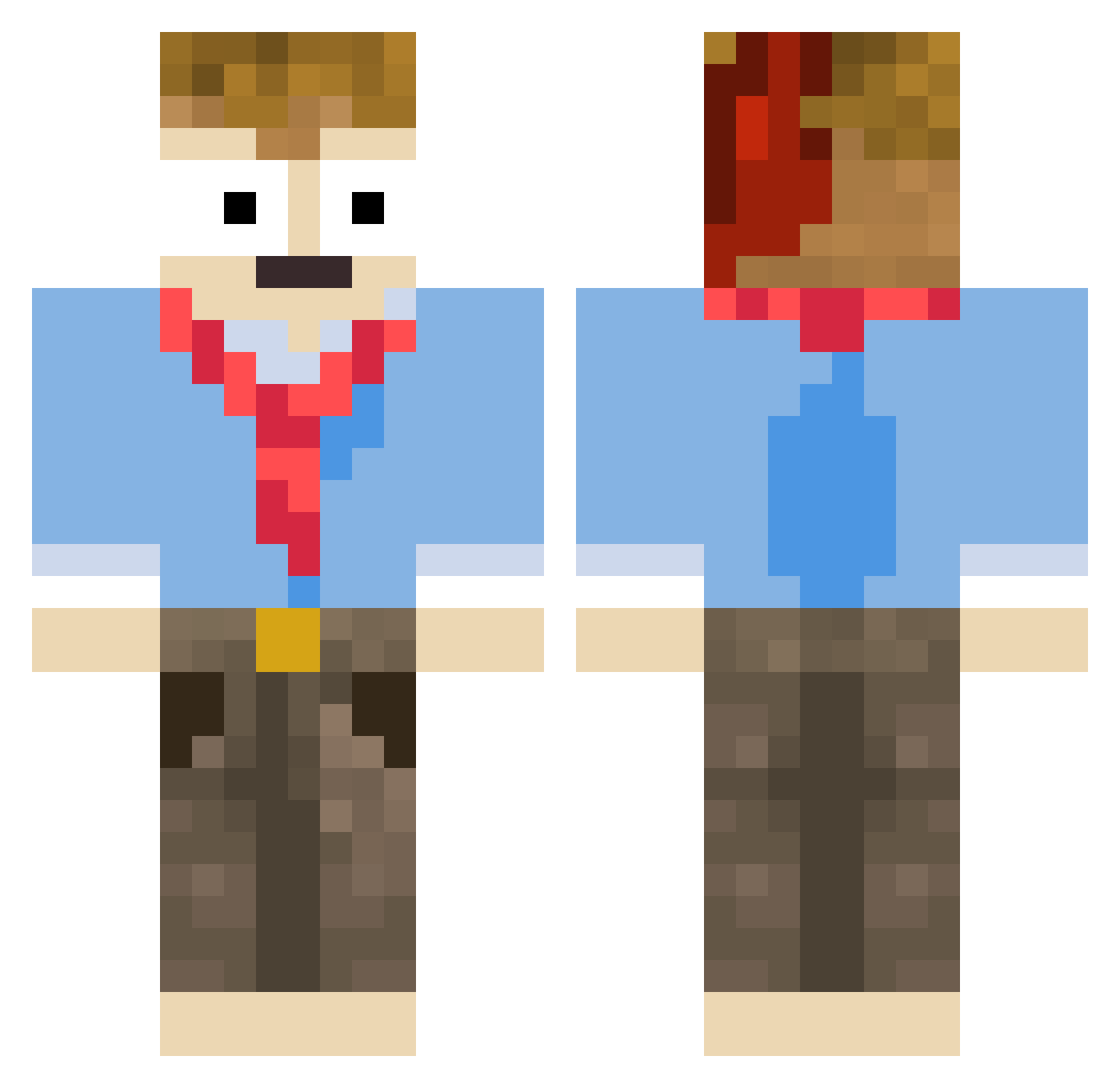 NotLukass Minecraft skin, front and back view