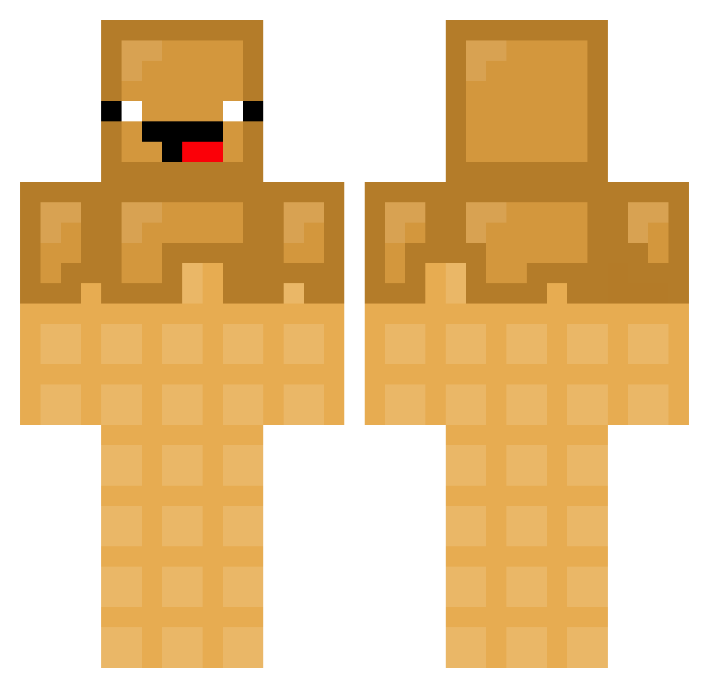 Wafel185 Minecraft skin, front and back view
