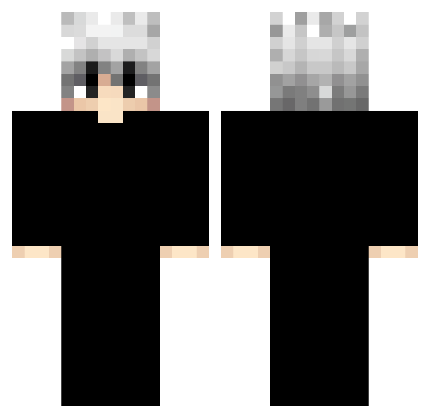 zubK Minecraft skin, front and back view