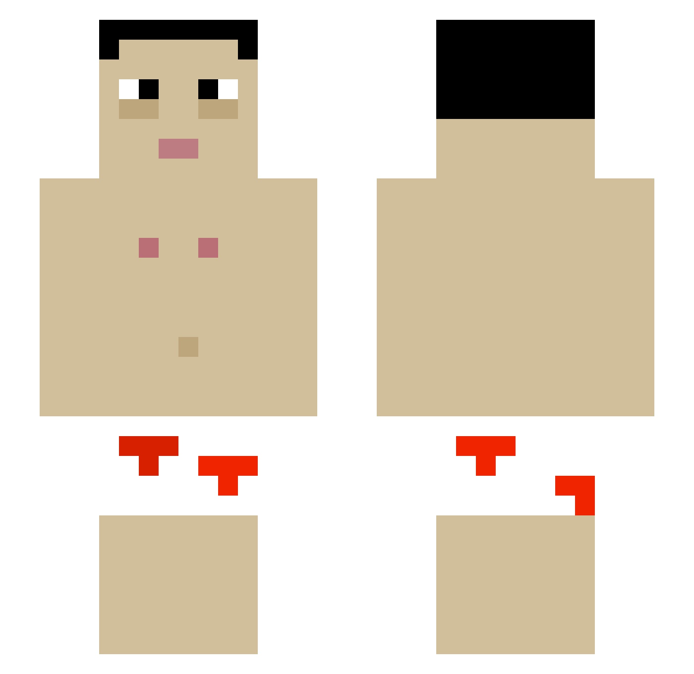 Rentalz Minecraft skin, front and back view
