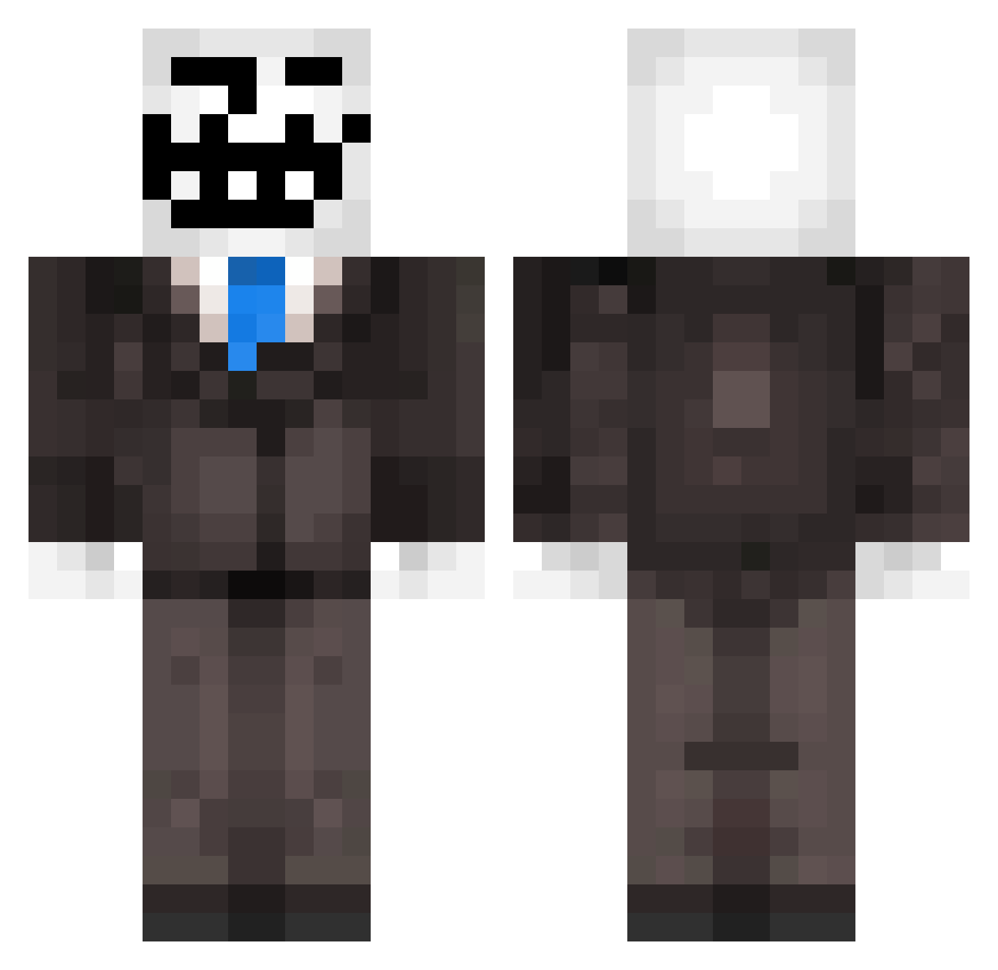pikkukolmonen Minecraft skin, front and back view