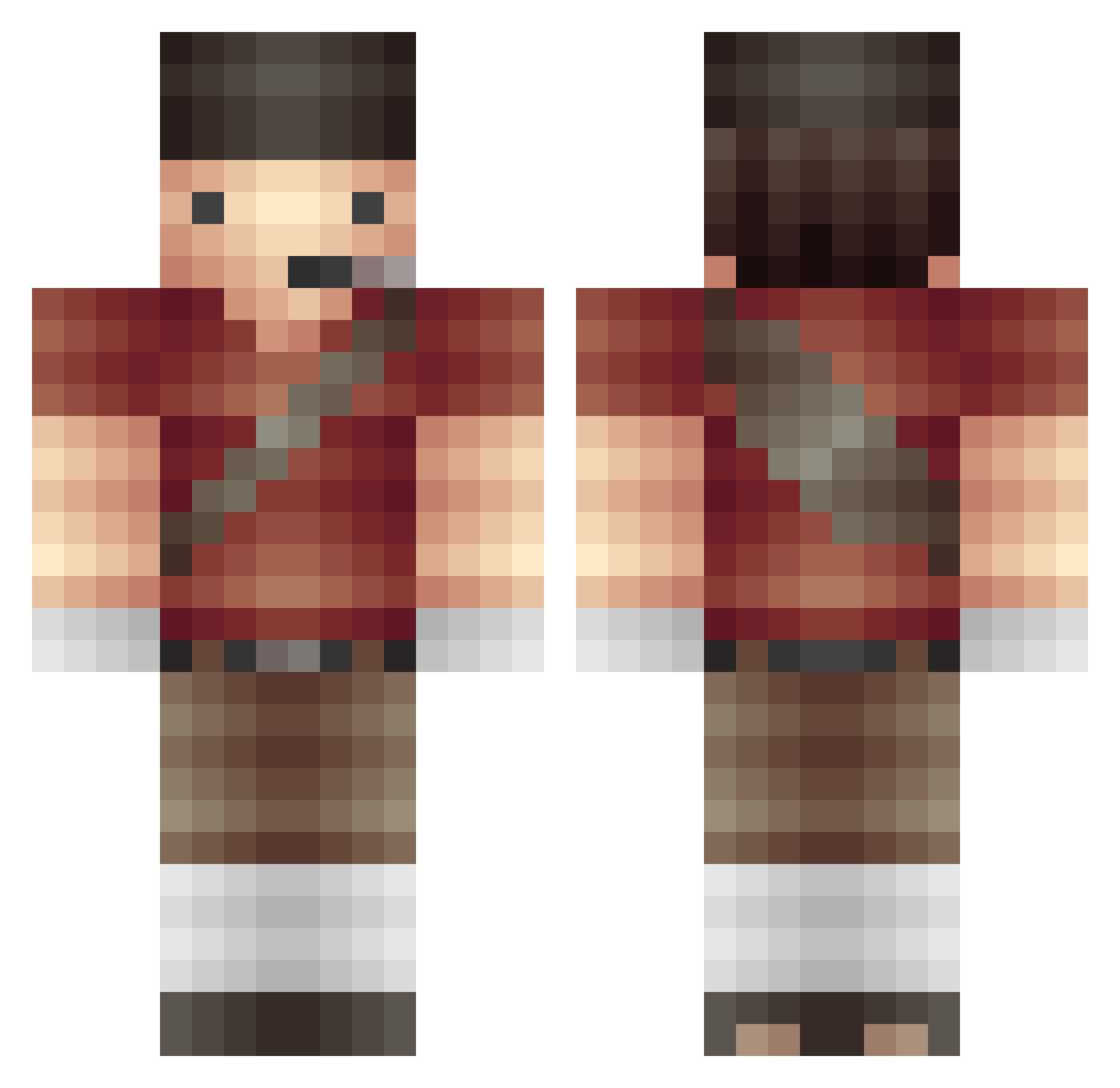 Yayoneitor Minecraft skin, front and back view